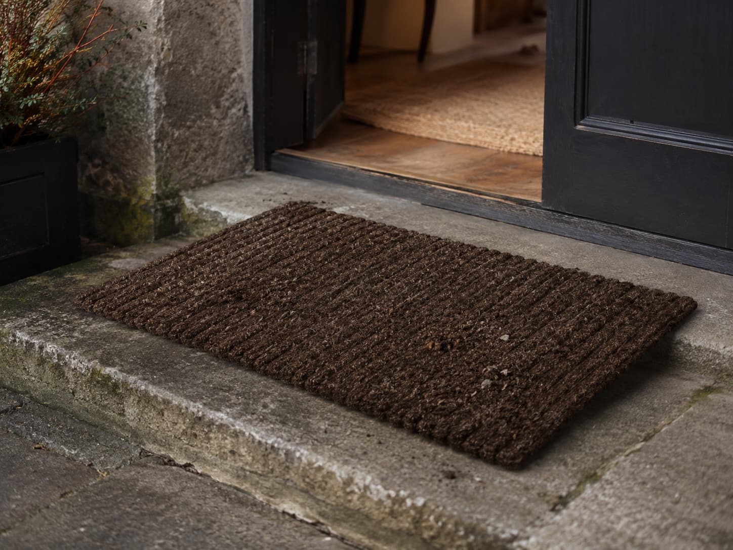 Heavy-Traffic Scraper Mat in a warm home floor setting
