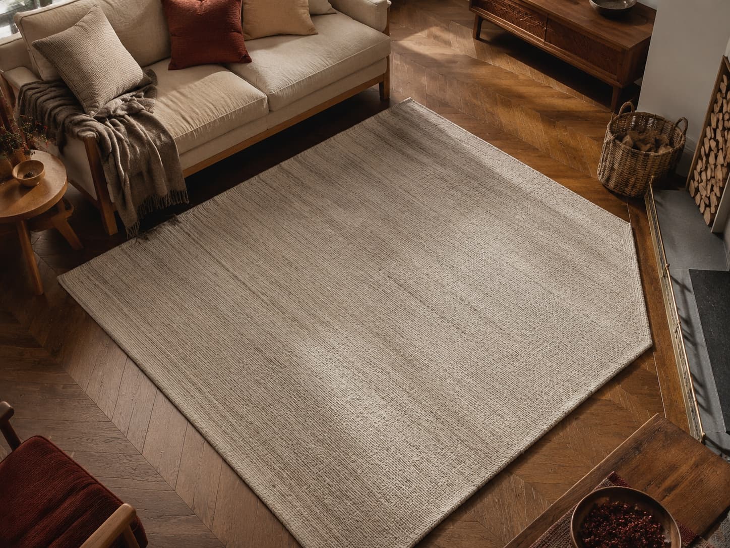 Washable Area Rug 120×170 in a warm home floor setting